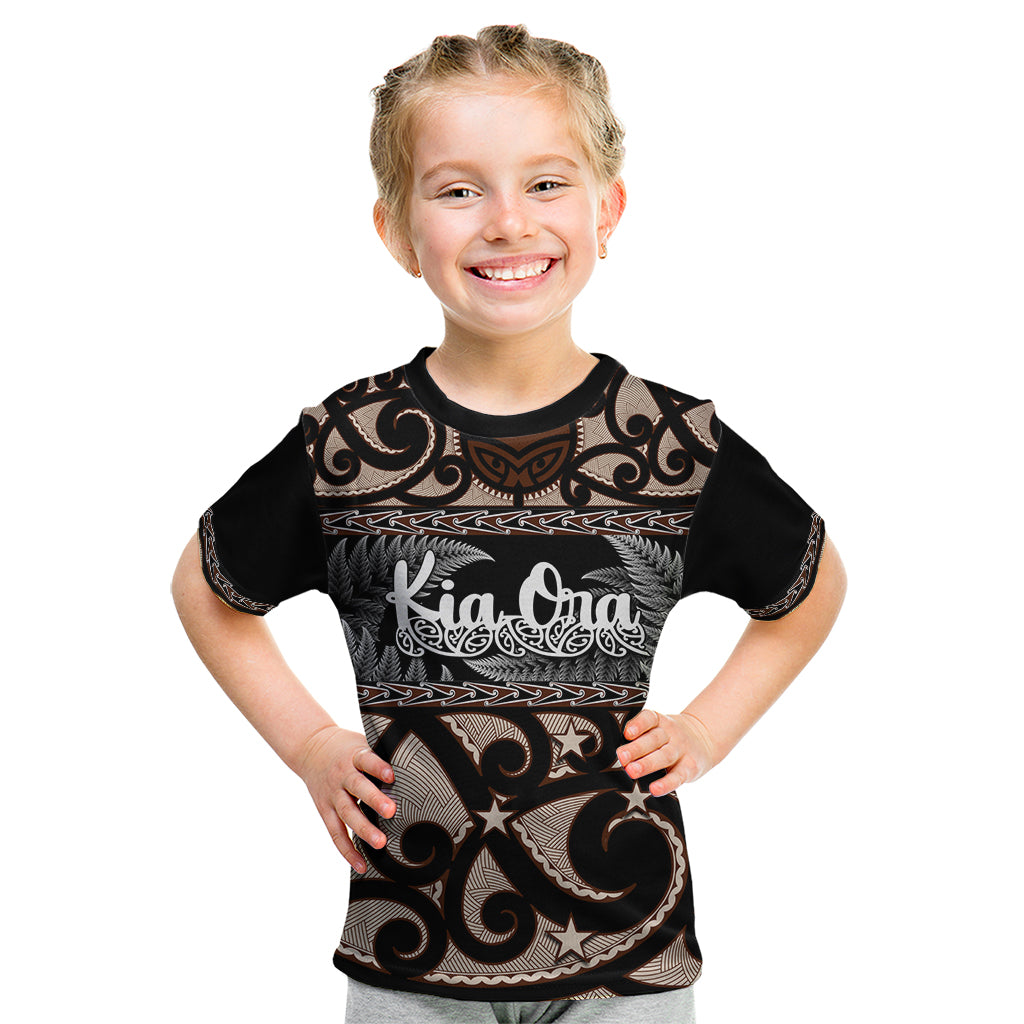 Kia Ora New Zealand Kid T Shirt Aotearoa Proud Maori With Silver Fern - Vibe Hoodie Shop