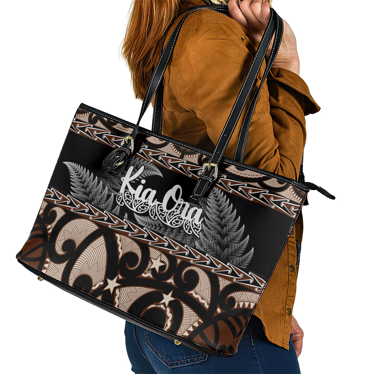 kia-ora-new-zealand-leather-tote-bag-aotearoa-proud-maori-with-silver-fern