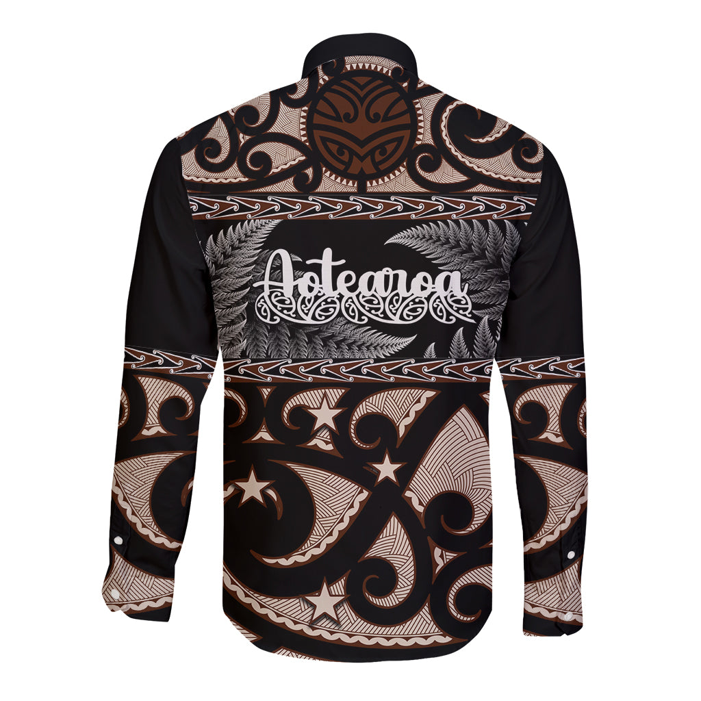 Kia Ora New Zealand Long Sleeve Button Shirt Aotearoa Proud Maori With Silver Fern - Vibe Hoodie Shop