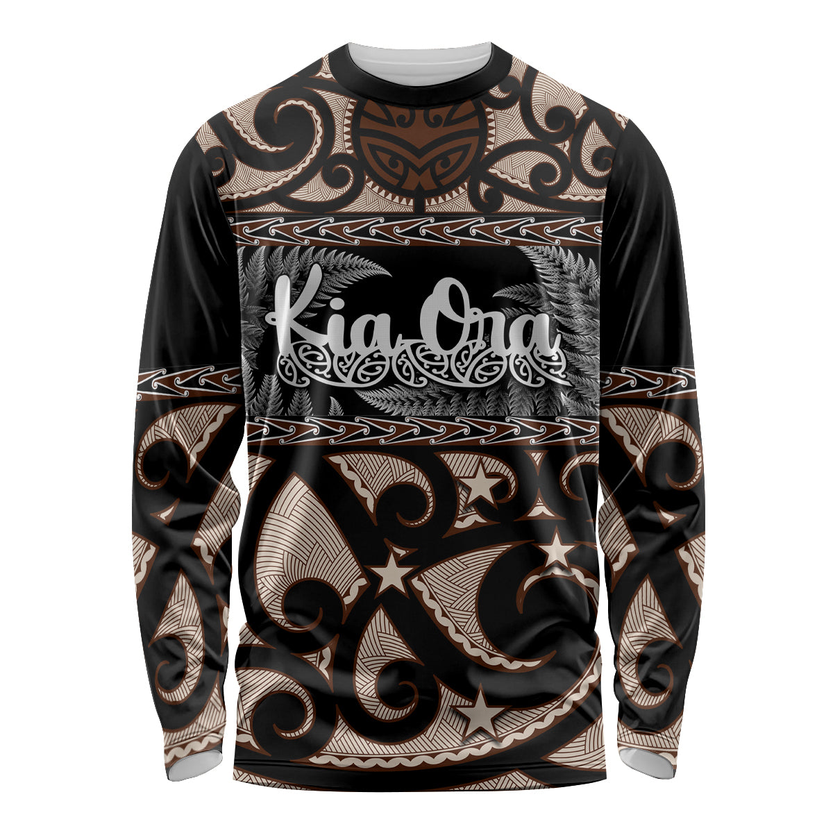 Kia Ora New Zealand Long Sleeve Shirt Aotearoa Proud Maori With Silver Fern - Vibe Hoodie Shop