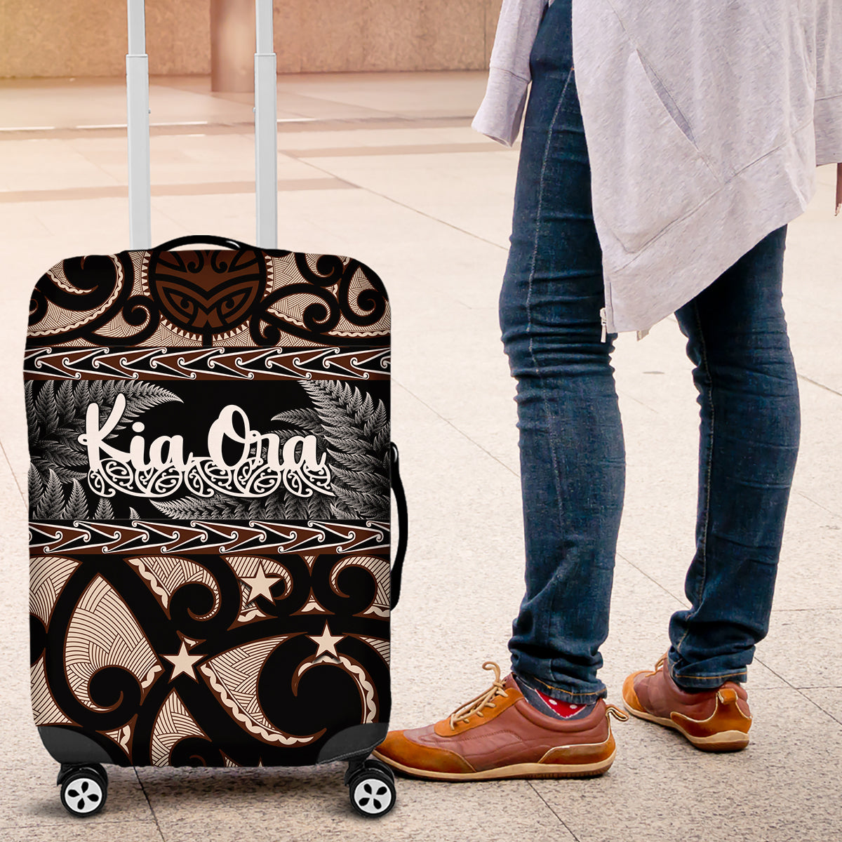 Kia Ora New Zealand Luggage Cover Aotearoa Proud Maori With Silver Fern - Vibe Hoodie Shop