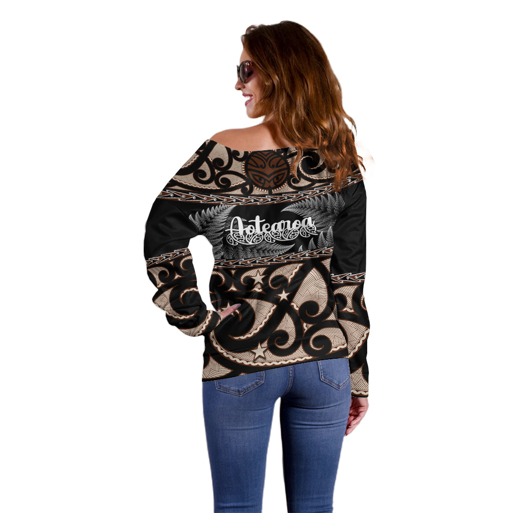 Kia Ora New Zealand Off Shoulder Sweater Aotearoa Proud Maori With Silver Fern - Vibe Hoodie Shop