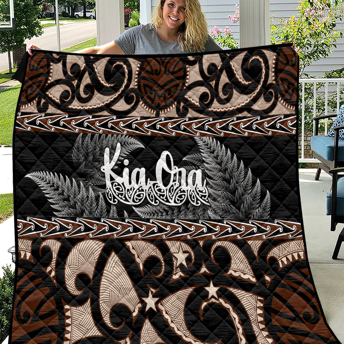 Kia Ora New Zealand Quilt Aotearoa Proud Maori With Silver Fern - Vibe Hoodie Shop