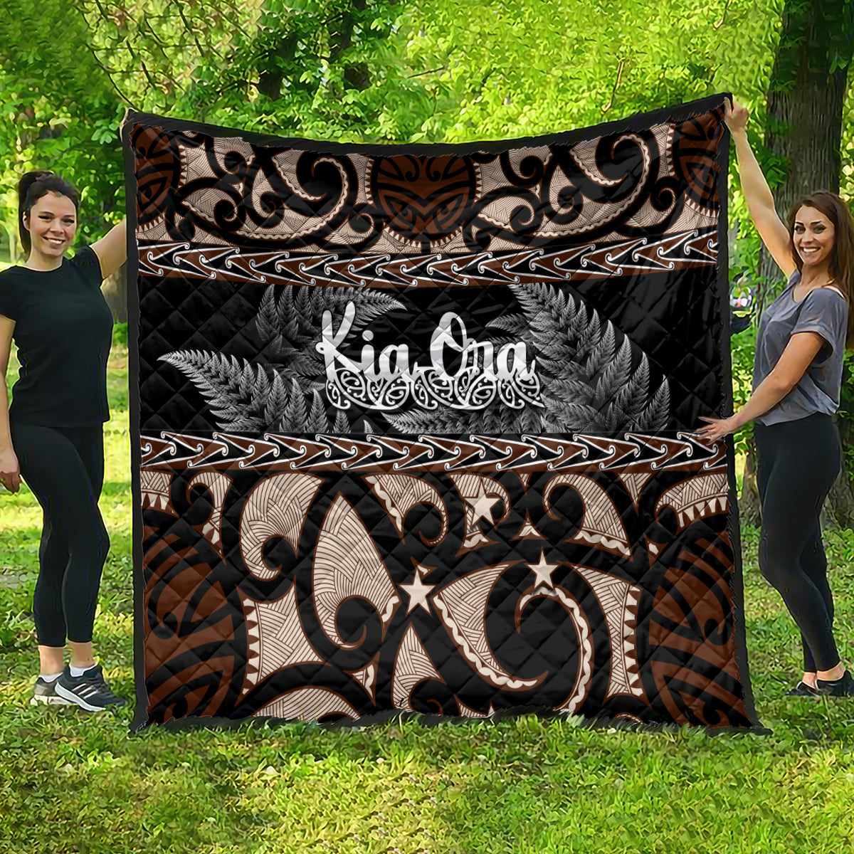 Kia Ora New Zealand Quilt Aotearoa Proud Maori With Silver Fern - Vibe Hoodie Shop