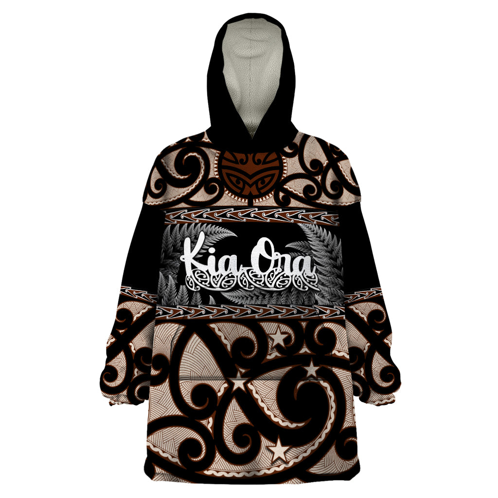 Kia Ora New Zealand Wearable Blanket Hoodie Aotearoa Proud Maori With Silver Fern - Vibe Hoodie Shop