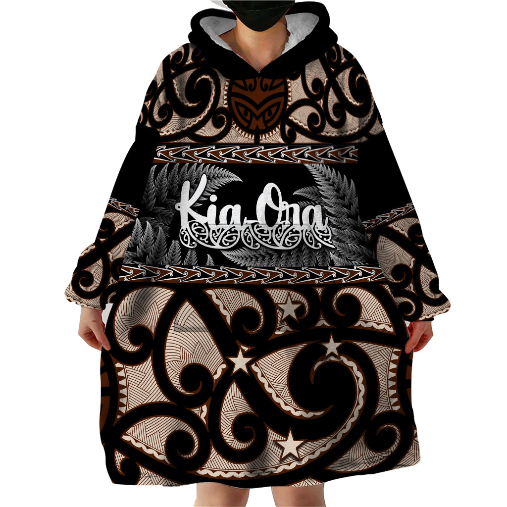 Kia Ora New Zealand Wearable Blanket Hoodie Aotearoa Proud Maori With Silver Fern - Vibe Hoodie Shop