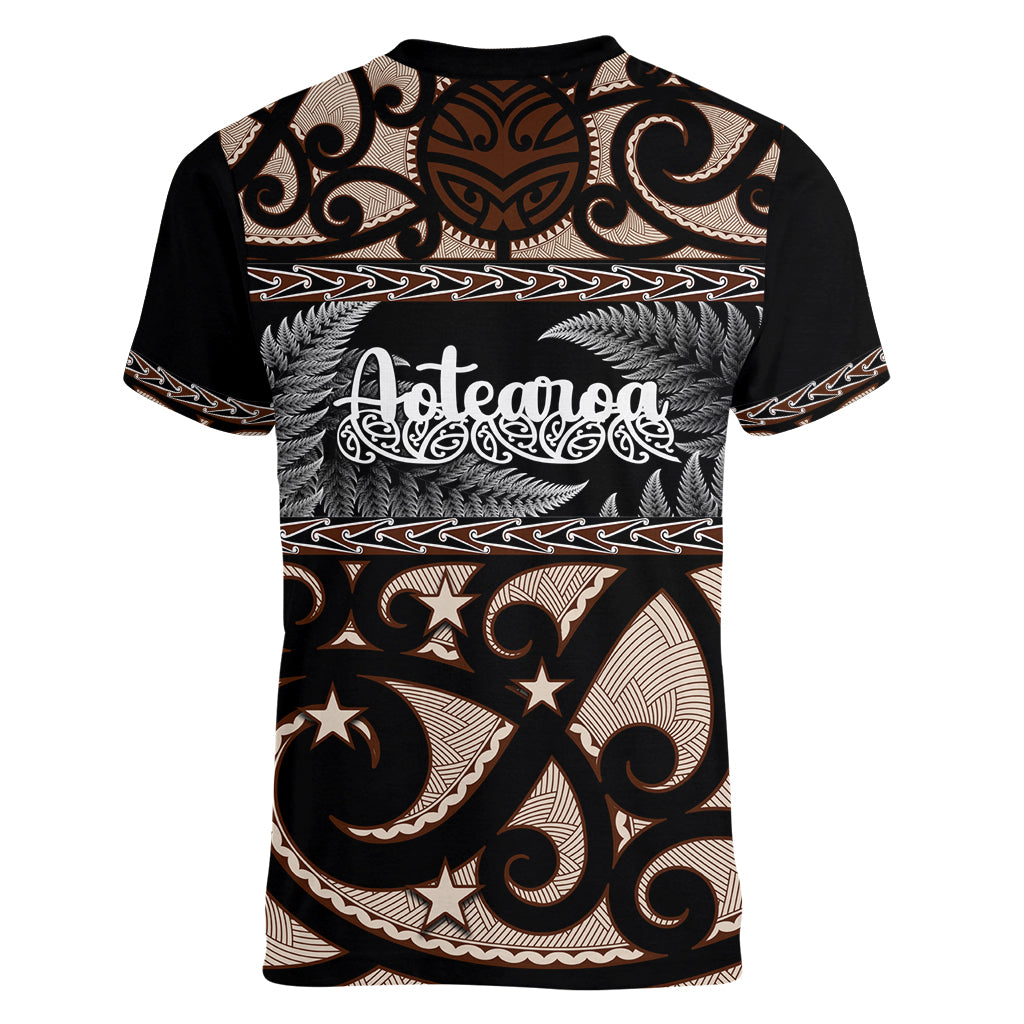 Kia Ora New Zealand Women V Neck T Shirt Aotearoa Proud Maori With Silver Fern - Vibe Hoodie Shop