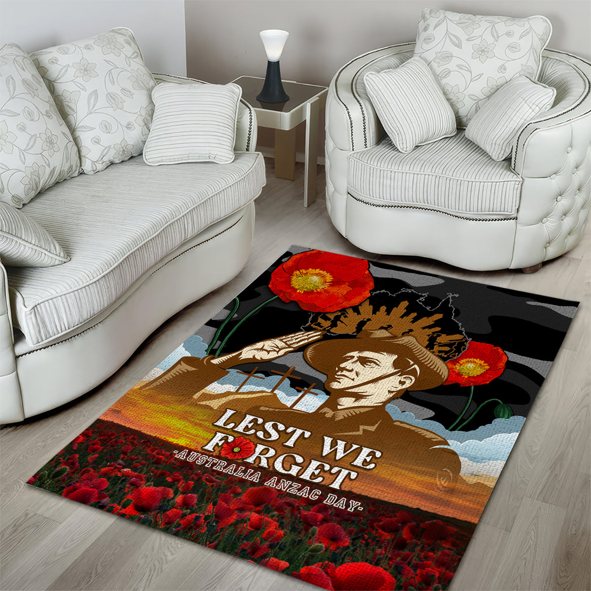 Australia ANZAC Day Area Rug Lest We Forget Australian Army Corps - Vibe Hoodie Shop