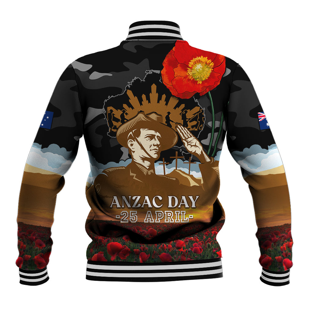 Australia ANZAC Day Baseball Jacket Lest We Forget Australian Army Corps - Vibe Hoodie Shop