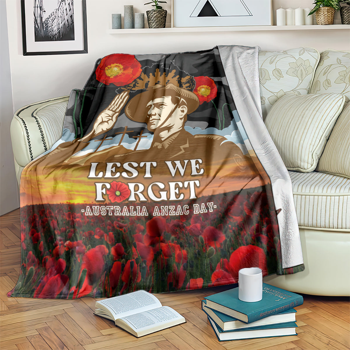 Australia ANZAC Day Blanket Lest We Forget Australian Army Corps - Vibe Hoodie Shop