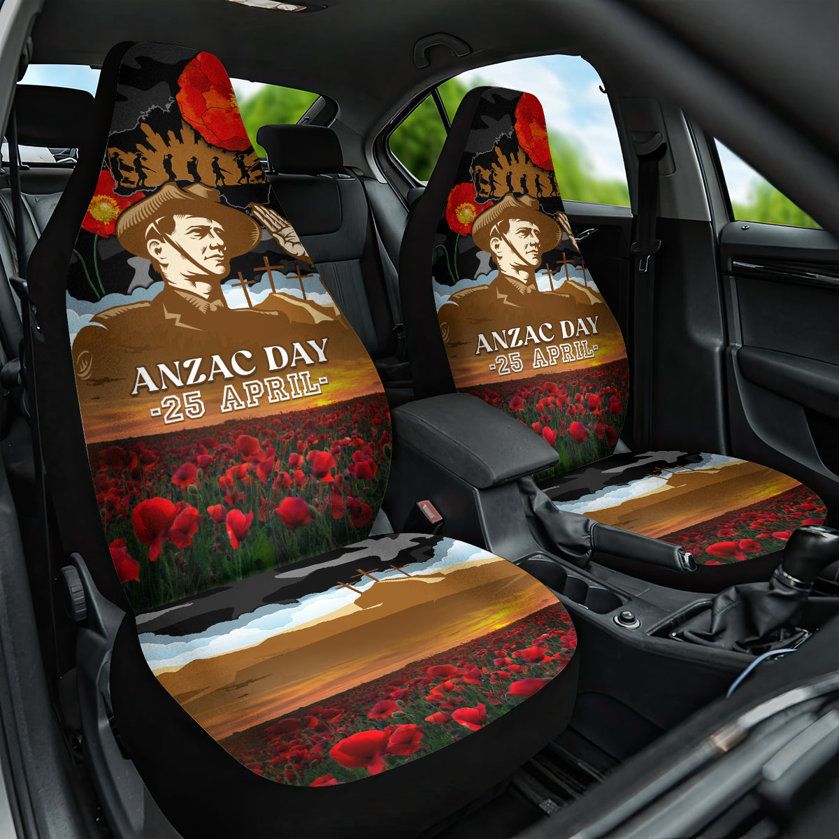 Australia ANZAC Day Car Seat Cover Lest We Forget Australian Army Corps - Vibe Hoodie Shop