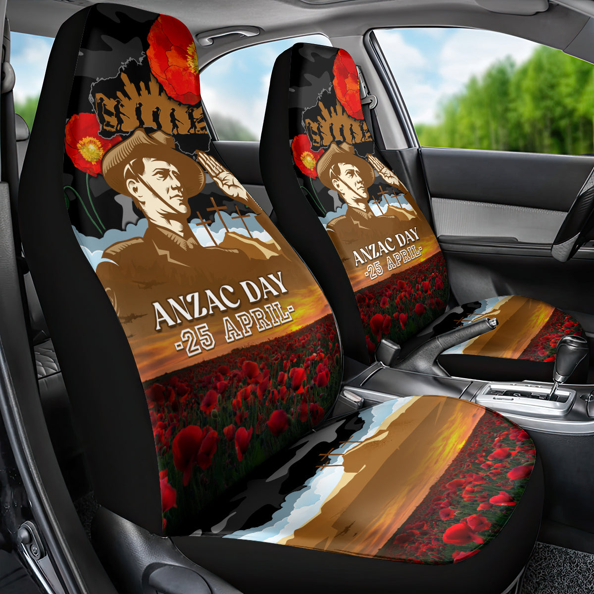 Australia ANZAC Day Car Seat Cover Lest We Forget Australian Army Corps - Vibe Hoodie Shop