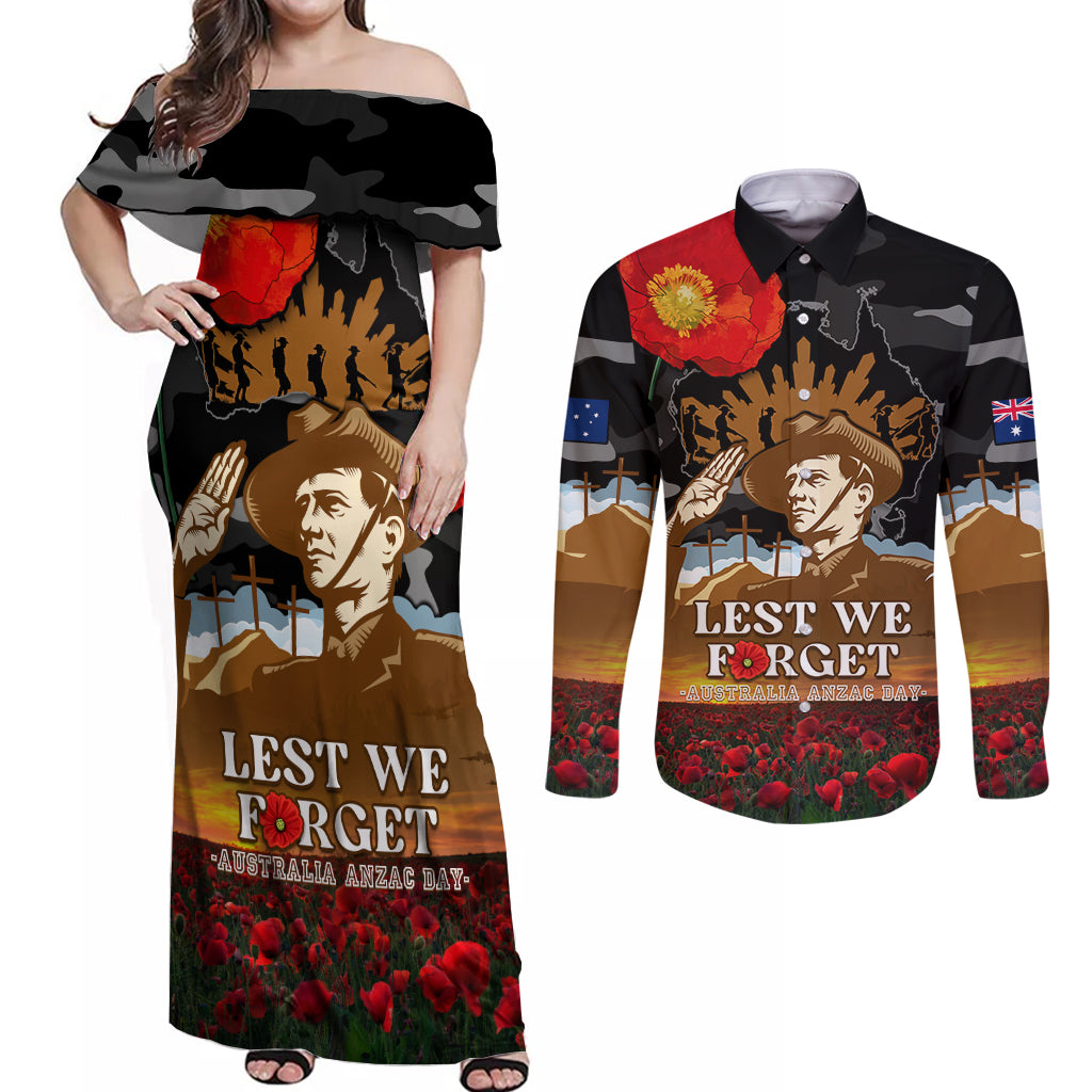 australia-anzac-day-couples-matching-off-shoulder-maxi-dress-and-long-sleeve-button-shirt-lest-we-forget-australian-army-corps