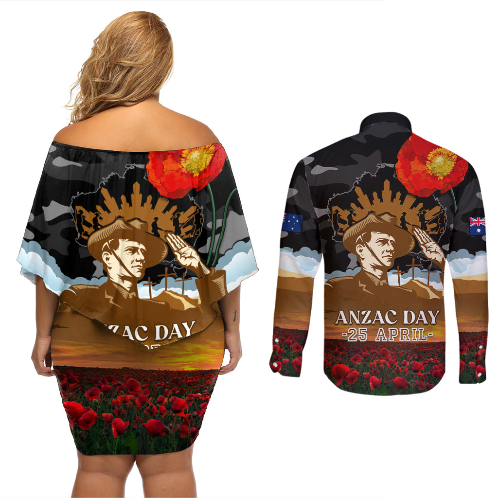 australia-anzac-day-couples-matching-off-shoulder-short-dress-and-long-sleeve-button-shirt-lest-we-forget-australian-army-corps
