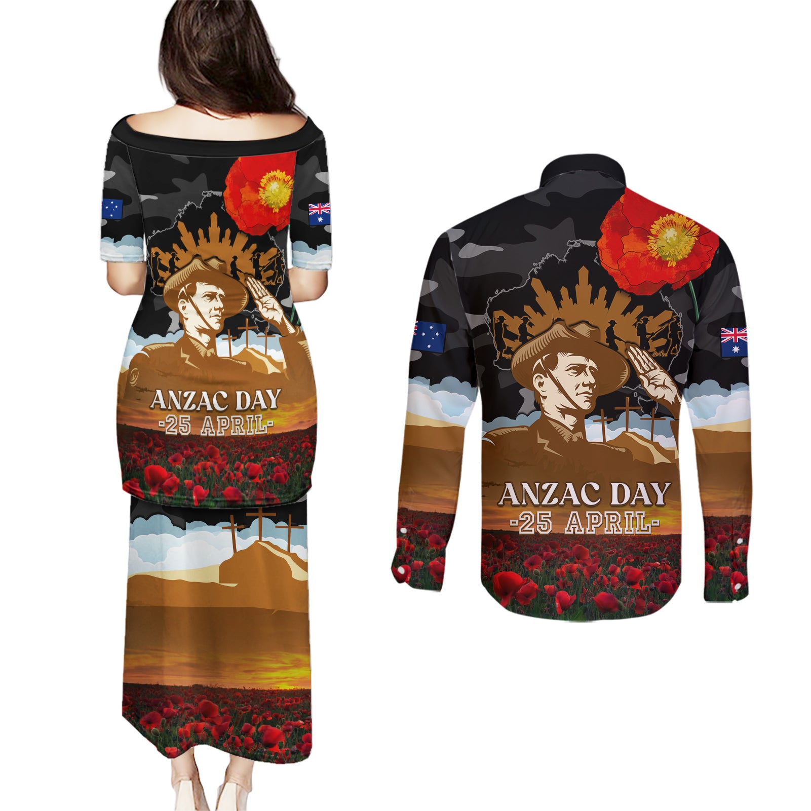 australia-anzac-day-couples-matching-puletasi-dress-and-long-sleeve-button-shirt-lest-we-forget-australian-army-corps