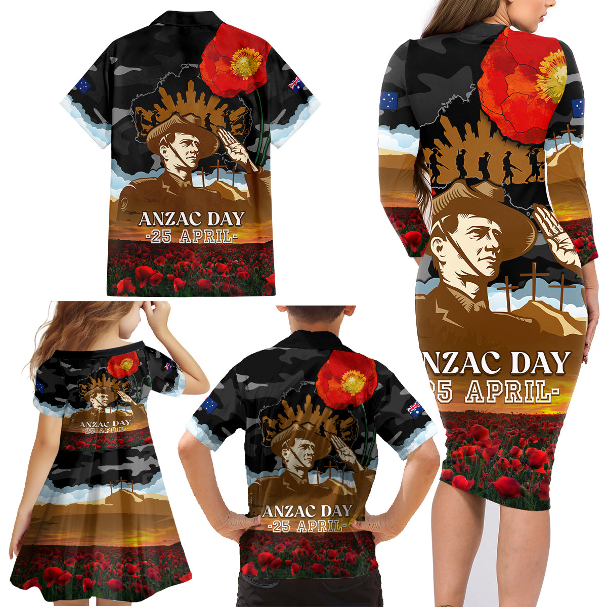 australia-anzac-day-family-matching-long-sleeve-bodycon-dress-and-hawaiian-shirt-lest-we-forget-australian-army-corps