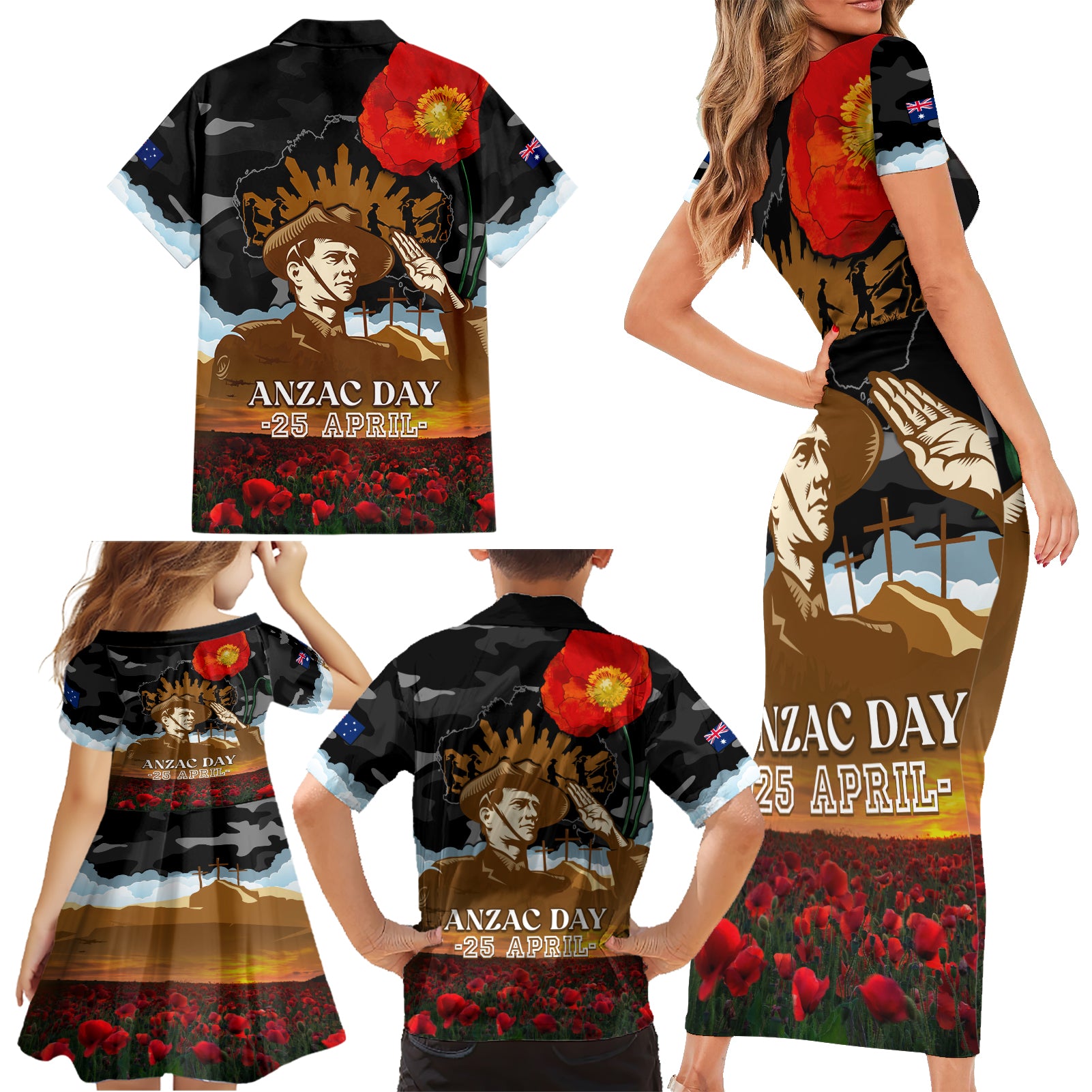 australia-anzac-day-family-matching-short-sleeve-bodycon-dress-and-hawaiian-shirt-lest-we-forget-australian-army-corps