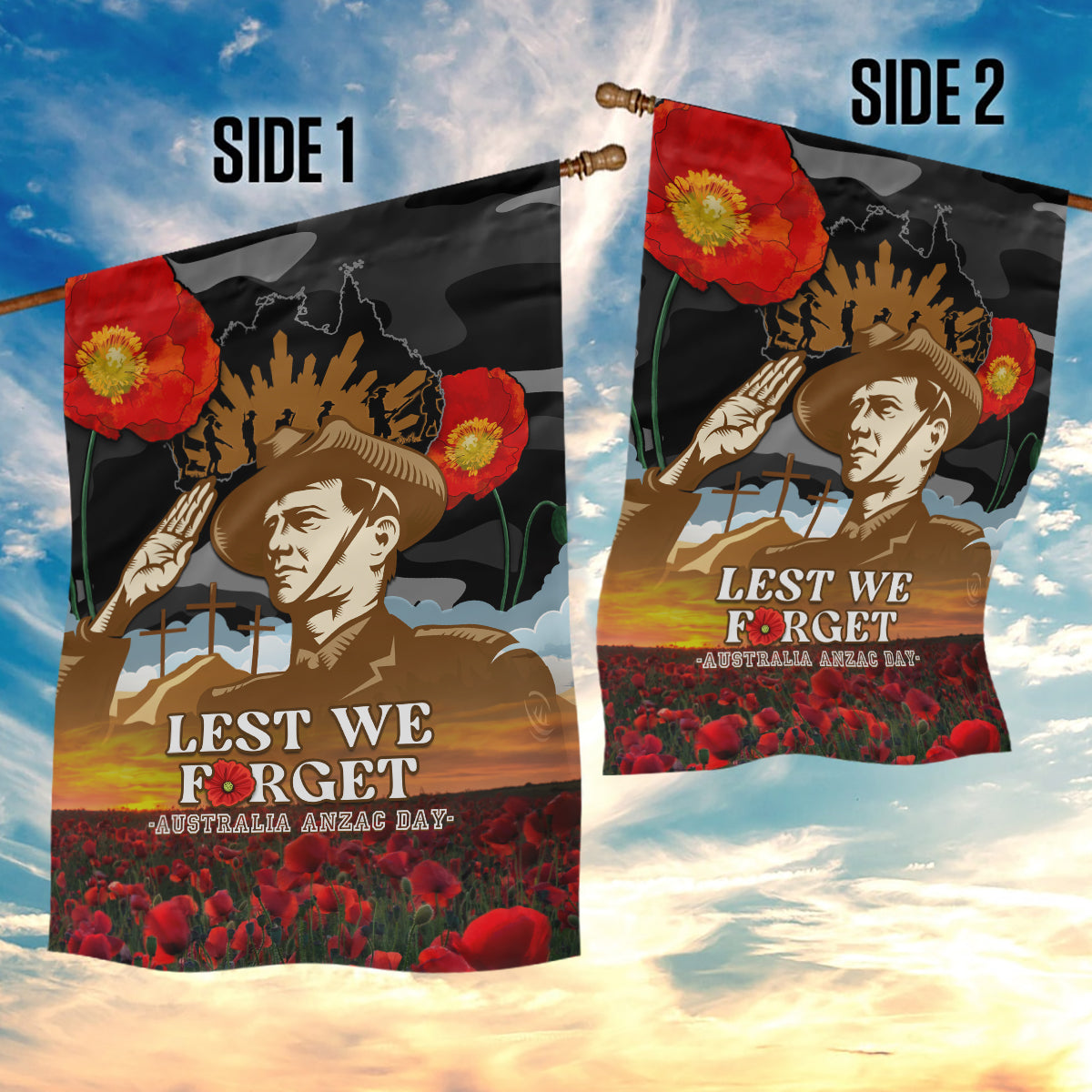 Australia ANZAC Day Garden Flag Lest We Forget Australian Army Corps - Vibe Hoodie Shop