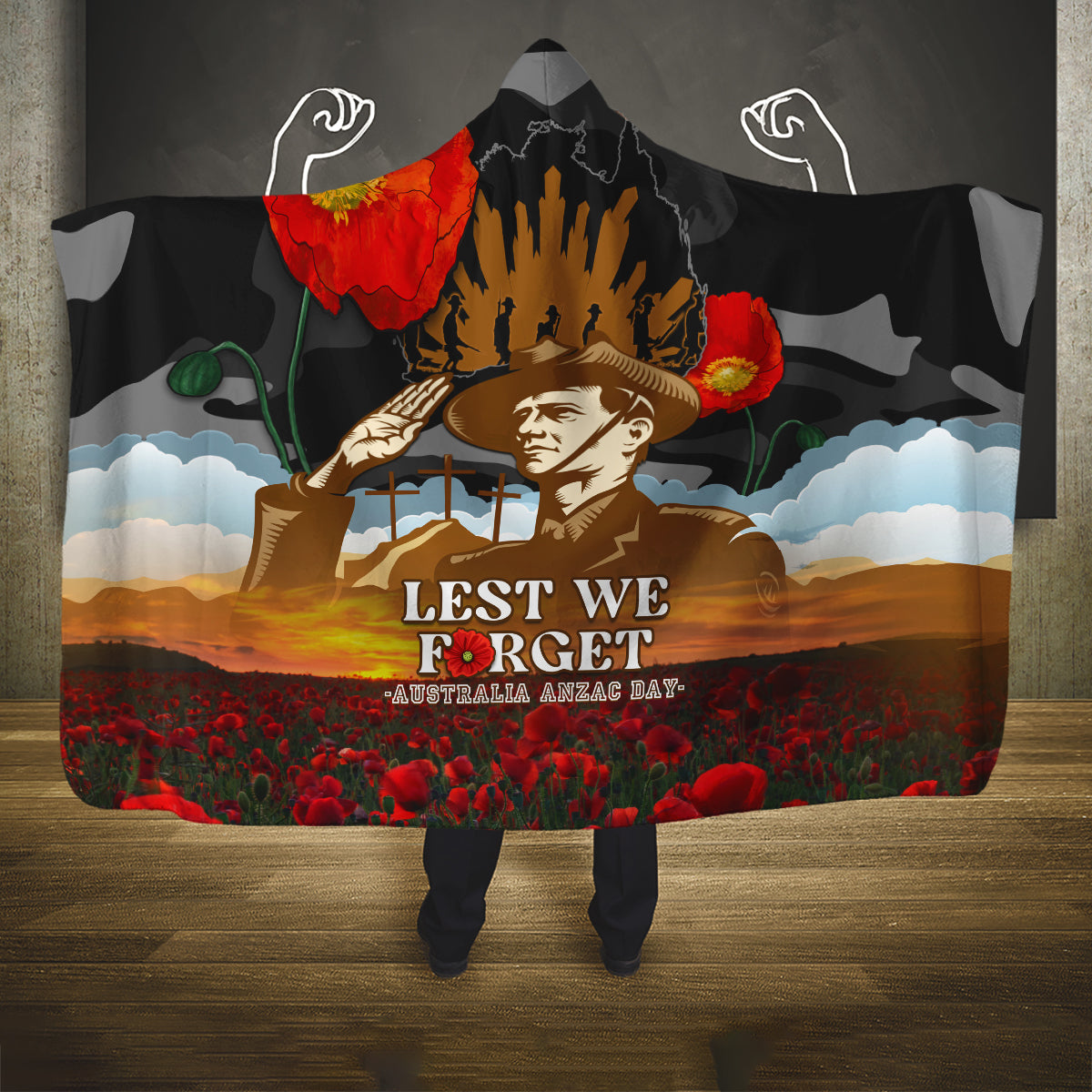 australia-anzac-day-hooded-blanket-lest-we-forget-australian-army-corps