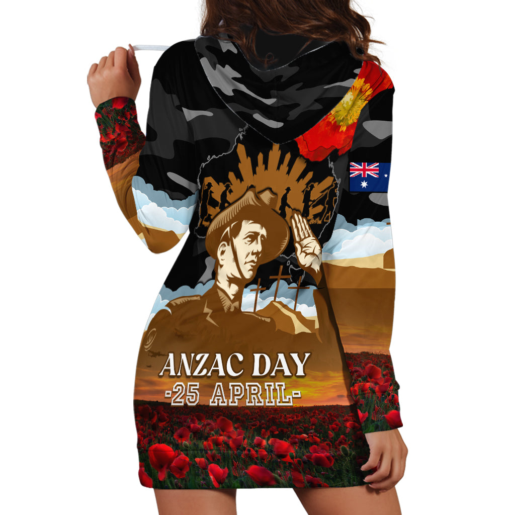 Australia ANZAC Day Hoodie Dress Lest We Forget Australian Army Corps - Vibe Hoodie Shop