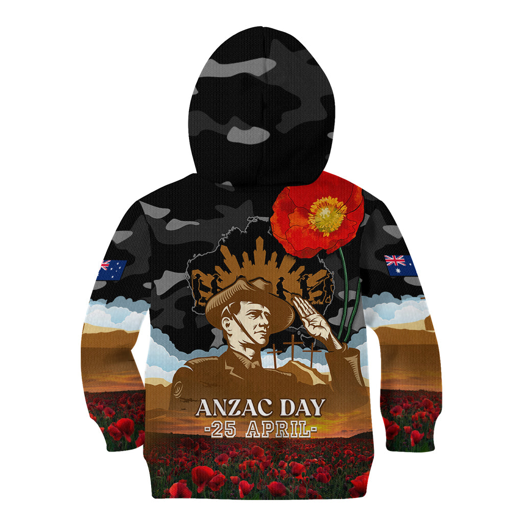 Australia ANZAC Day Kid Hoodie Lest We Forget Australian Army Corps - Vibe Hoodie Shop