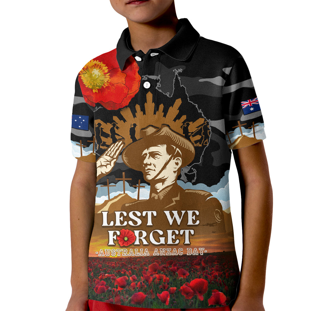 Australia ANZAC Day Kid Polo Shirt Lest We Forget Australian Army Corps - Vibe Hoodie Shop