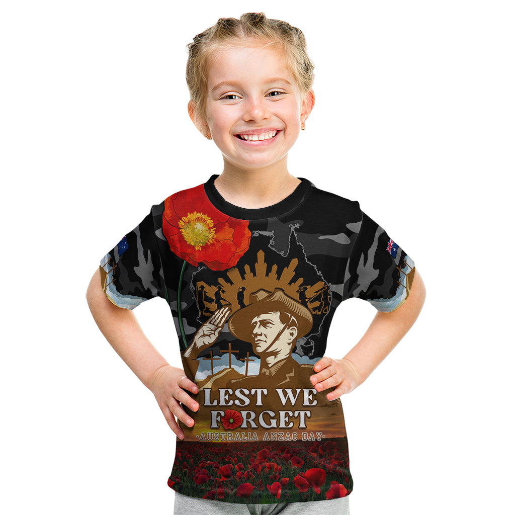 Australia ANZAC Day Kid T Shirt Lest We Forget Australian Army Corps - Vibe Hoodie Shop