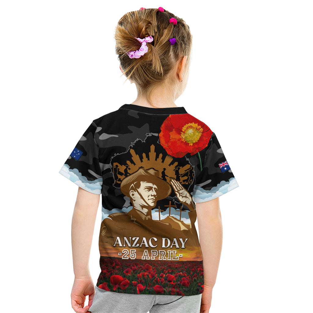 Australia ANZAC Day Kid T Shirt Lest We Forget Australian Army Corps - Vibe Hoodie Shop