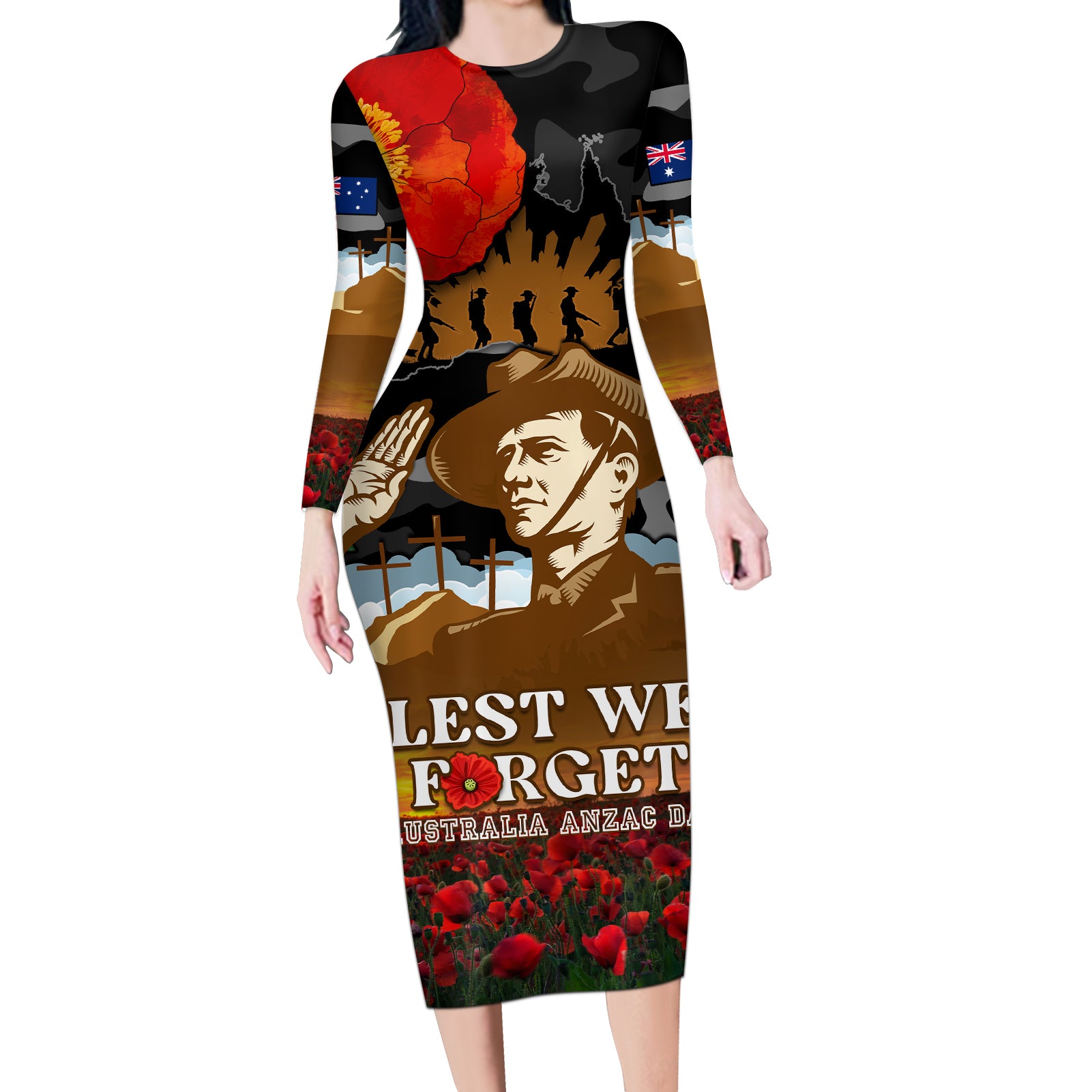 australia-anzac-day-long-sleeve-bodycon-dress-lest-we-forget-australian-army-corps