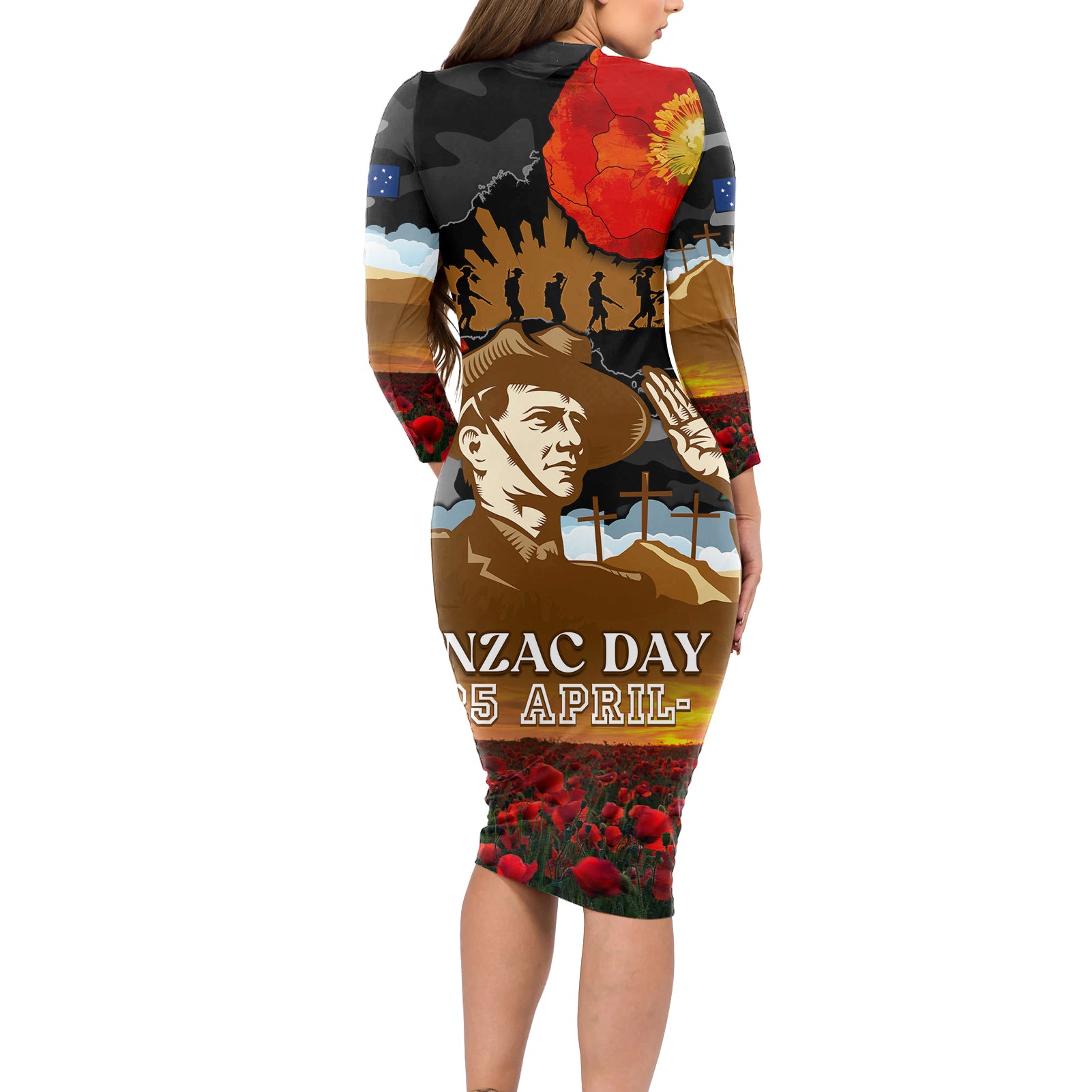 australia-anzac-day-long-sleeve-bodycon-dress-lest-we-forget-australian-army-corps