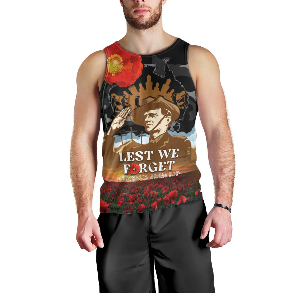 Australia ANZAC Day Men Tank Top Lest We Forget Australian Army Corps - Vibe Hoodie Shop