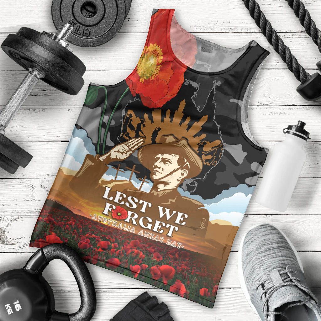 Australia ANZAC Day Men Tank Top Lest We Forget Australian Army Corps - Vibe Hoodie Shop