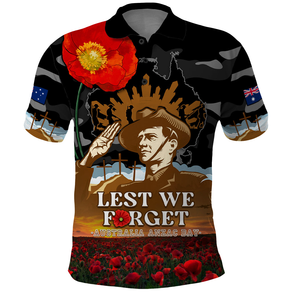 Australia ANZAC Day Polo Shirt Lest We Forget Australian Army Corps - Vibe Hoodie Shop