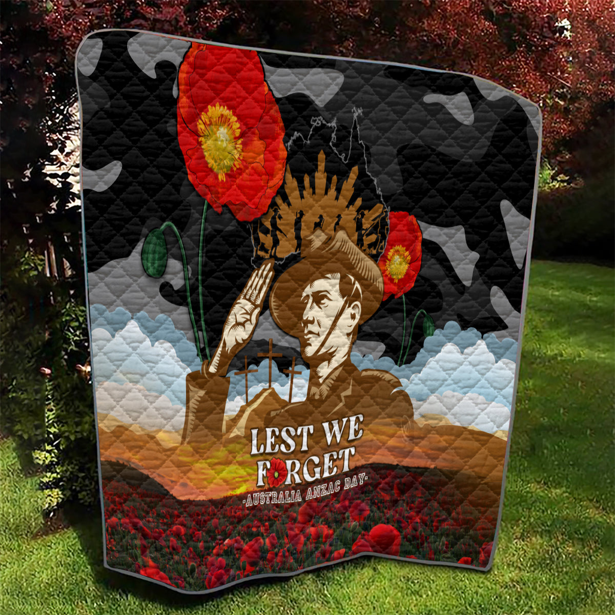 Australia ANZAC Day Quilt Lest We Forget Australian Army Corps - Vibe Hoodie Shop