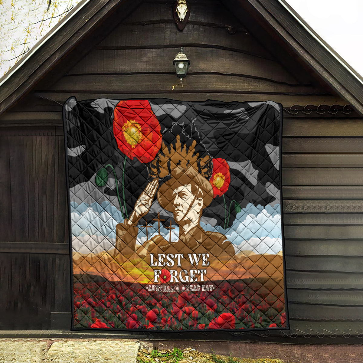 Australia ANZAC Day Quilt Lest We Forget Australian Army Corps - Vibe Hoodie Shop