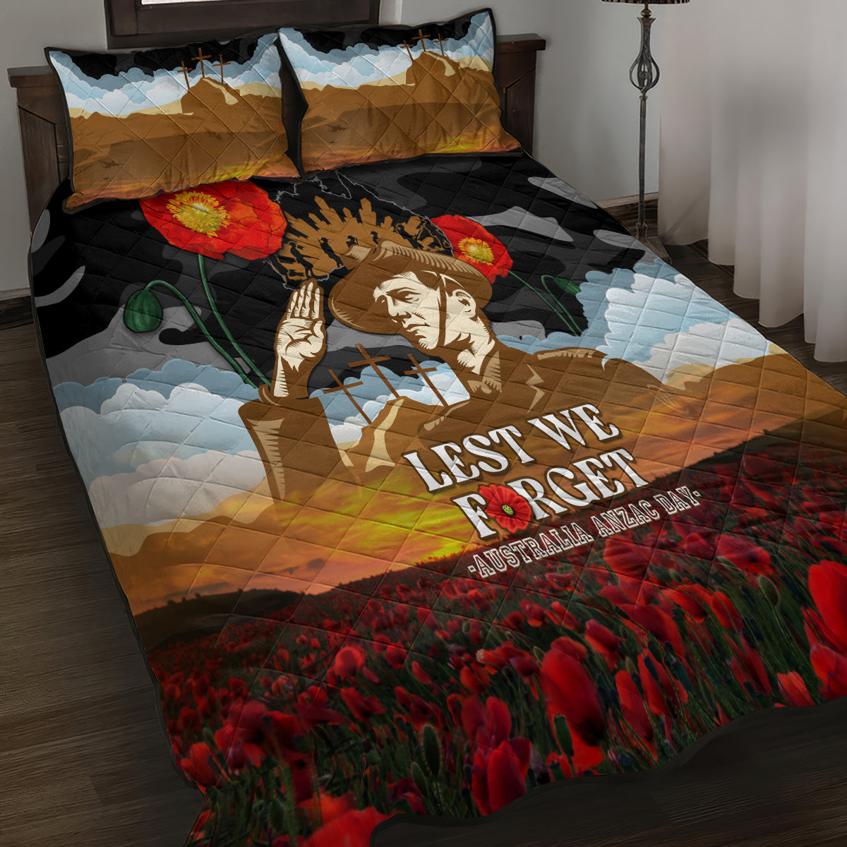 Australia ANZAC Day Quilt Bed Set Lest We Forget Australian Army Corps - Vibe Hoodie Shop
