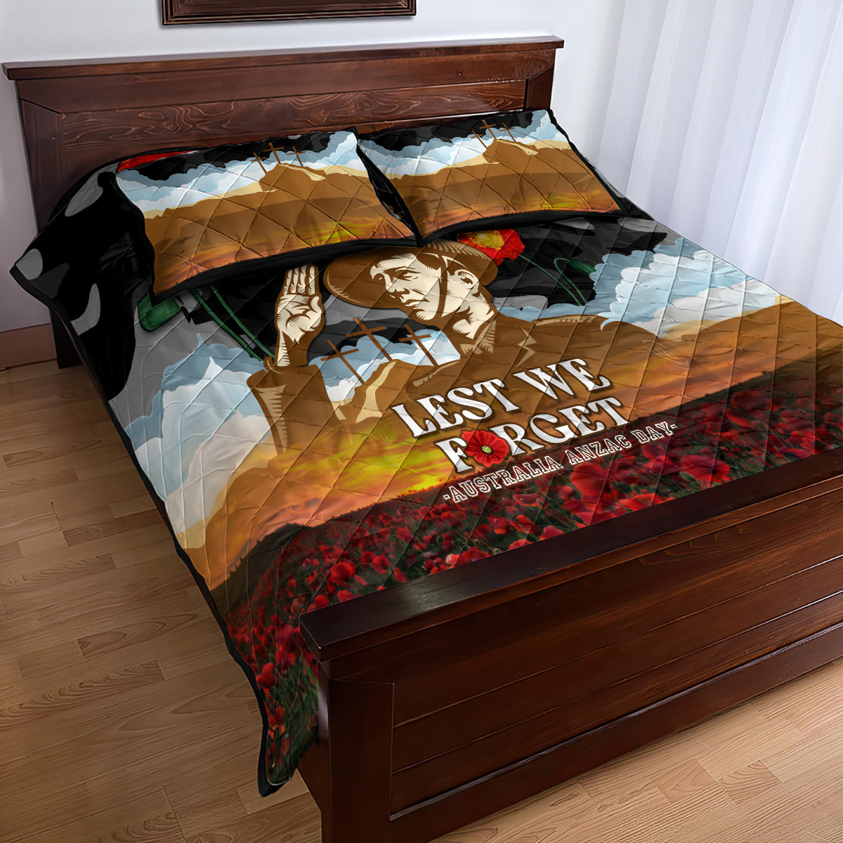 Australia ANZAC Day Quilt Bed Set Lest We Forget Australian Army Corps - Vibe Hoodie Shop