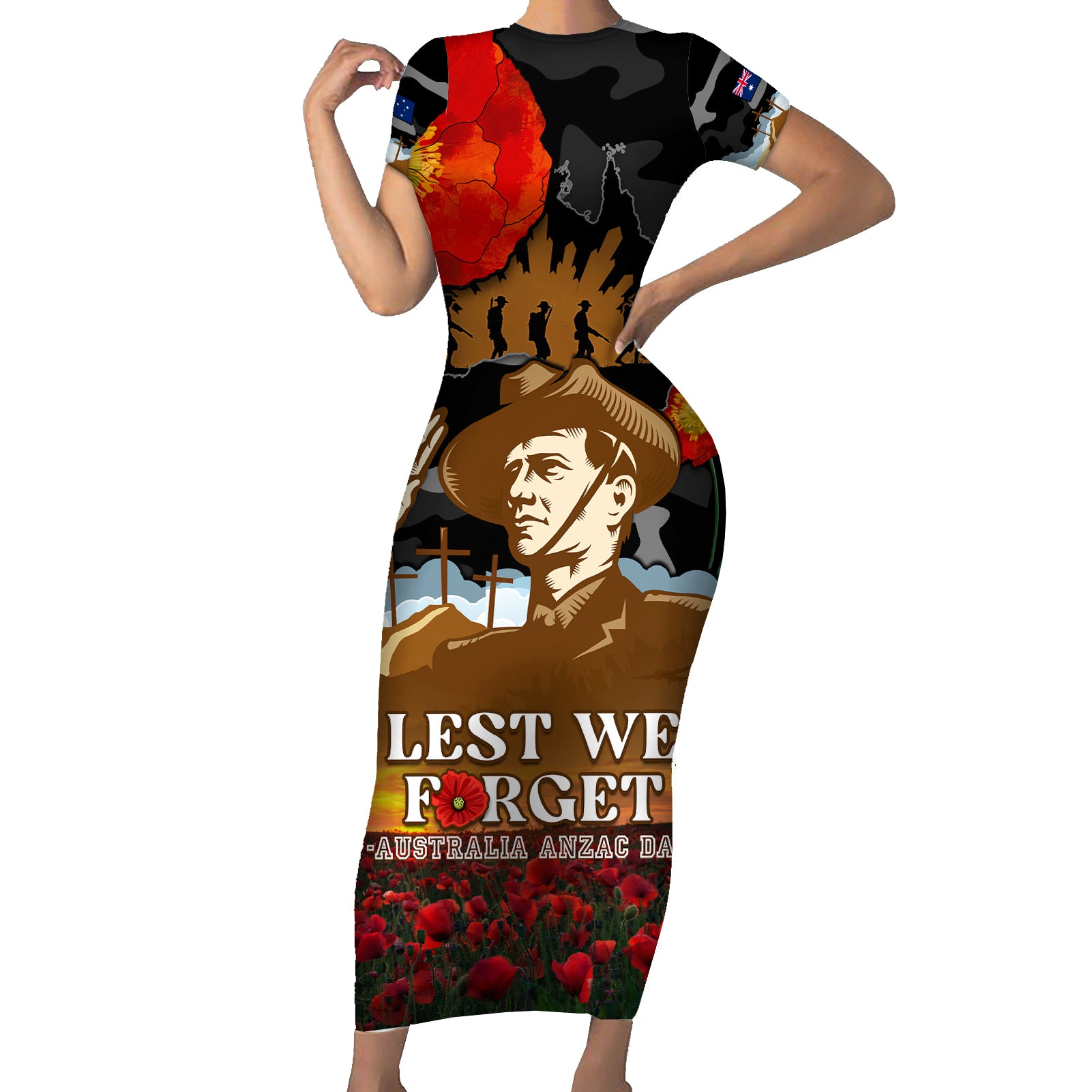 australia-anzac-day-short-sleeve-bodycon-dress-lest-we-forget-australian-army-corps