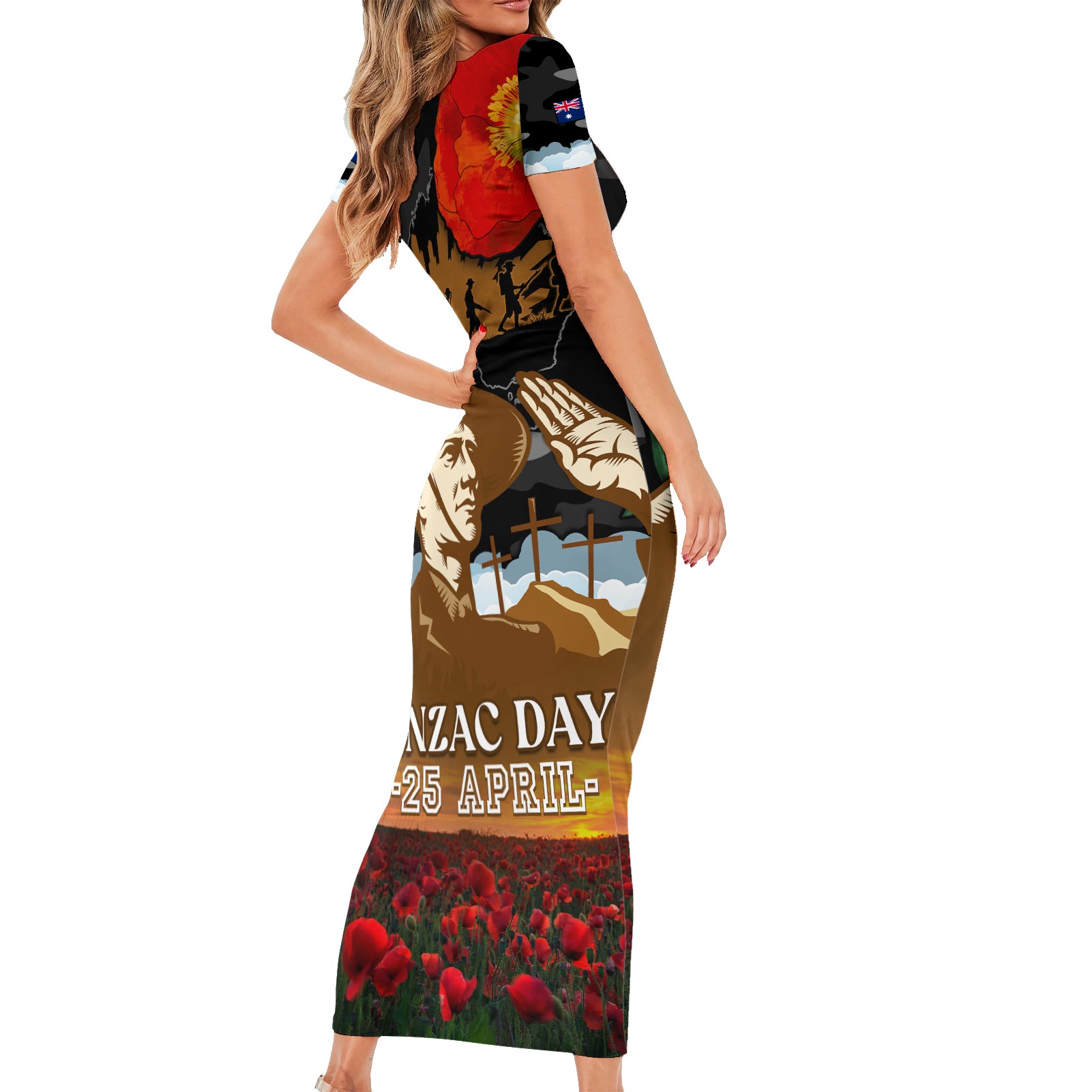 australia-anzac-day-short-sleeve-bodycon-dress-lest-we-forget-australian-army-corps