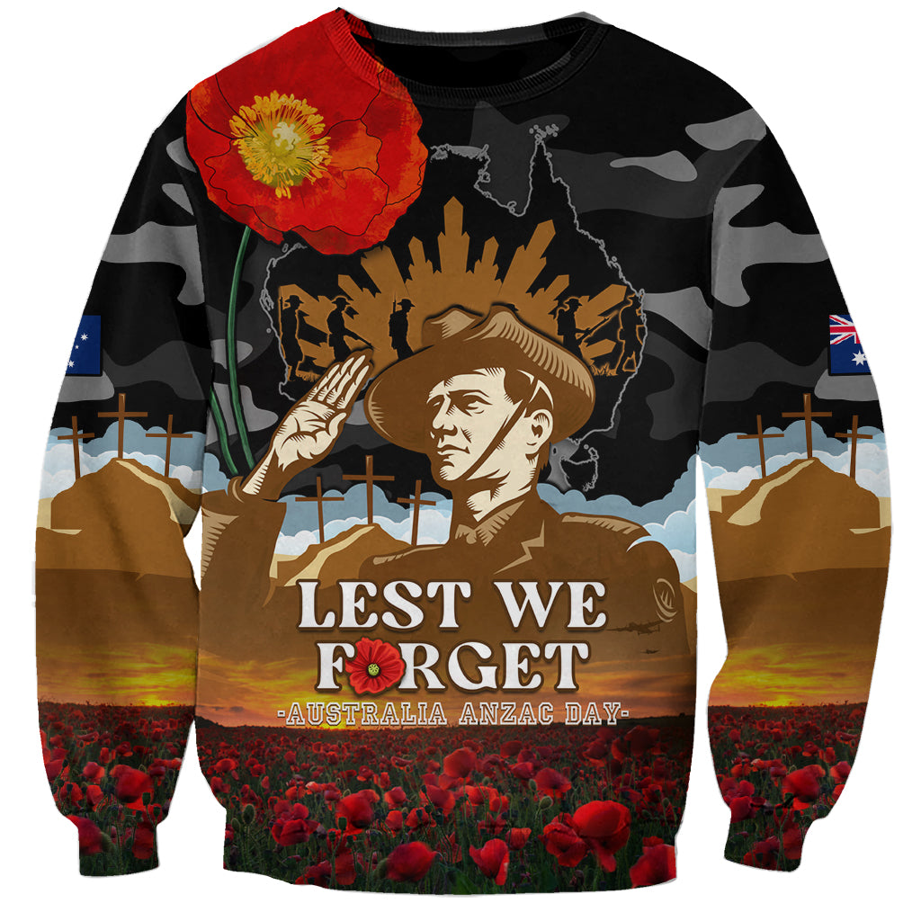 Australia ANZAC Day Sweatshirt Lest We Forget Australian Army Corps - Vibe Hoodie Shop