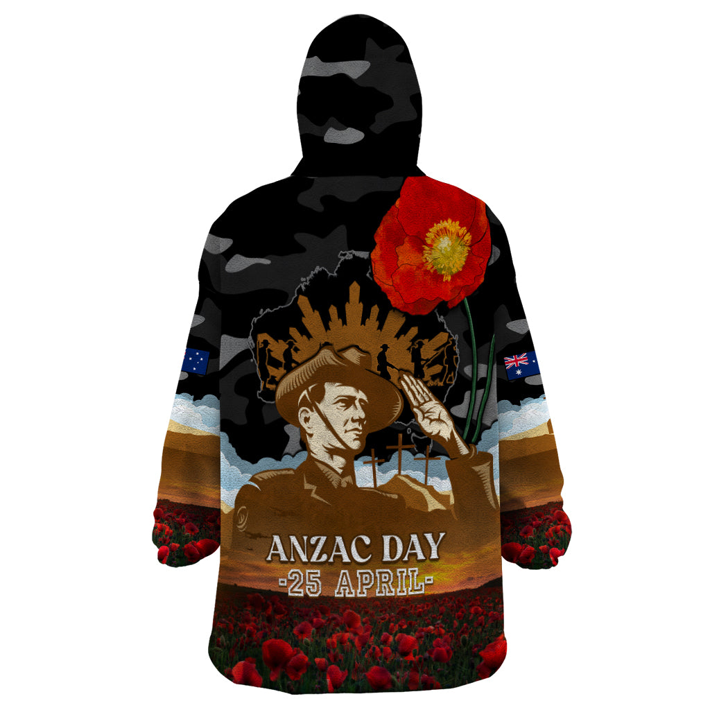 Australia ANZAC Day Wearable Blanket Hoodie Lest We Forget Australian Army Corps - Vibe Hoodie Shop