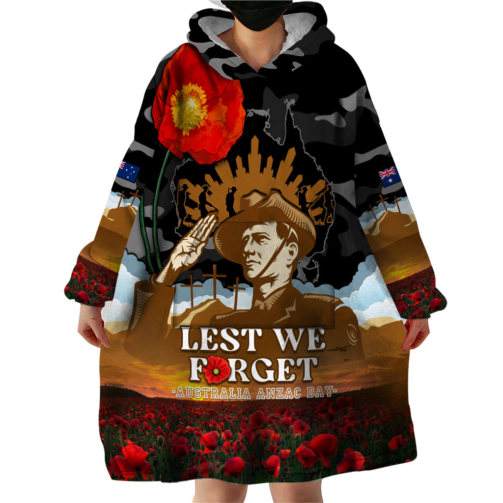 Australia ANZAC Day Wearable Blanket Hoodie Lest We Forget Australian Army Corps - Vibe Hoodie Shop