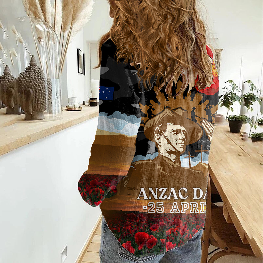 Australia ANZAC Day Women Casual Shirt Lest We Forget Australian Army Corps - Vibe Hoodie Shop