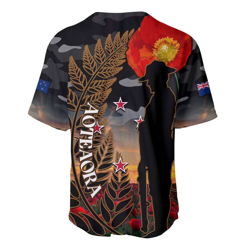 New Zealand ANZAC Day Baseball Jersey Lest We Forget Silver Fern With Camouflage - Vibe Hoodie Shop