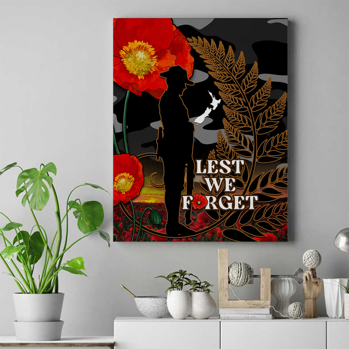 new-zealand-anzac-day-canvas-wall-art-lest-we-forget-silver-fern-with-camouflage