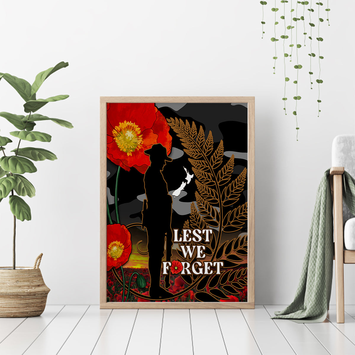 new-zealand-anzac-day-canvas-wall-art-lest-we-forget-silver-fern-with-camouflage