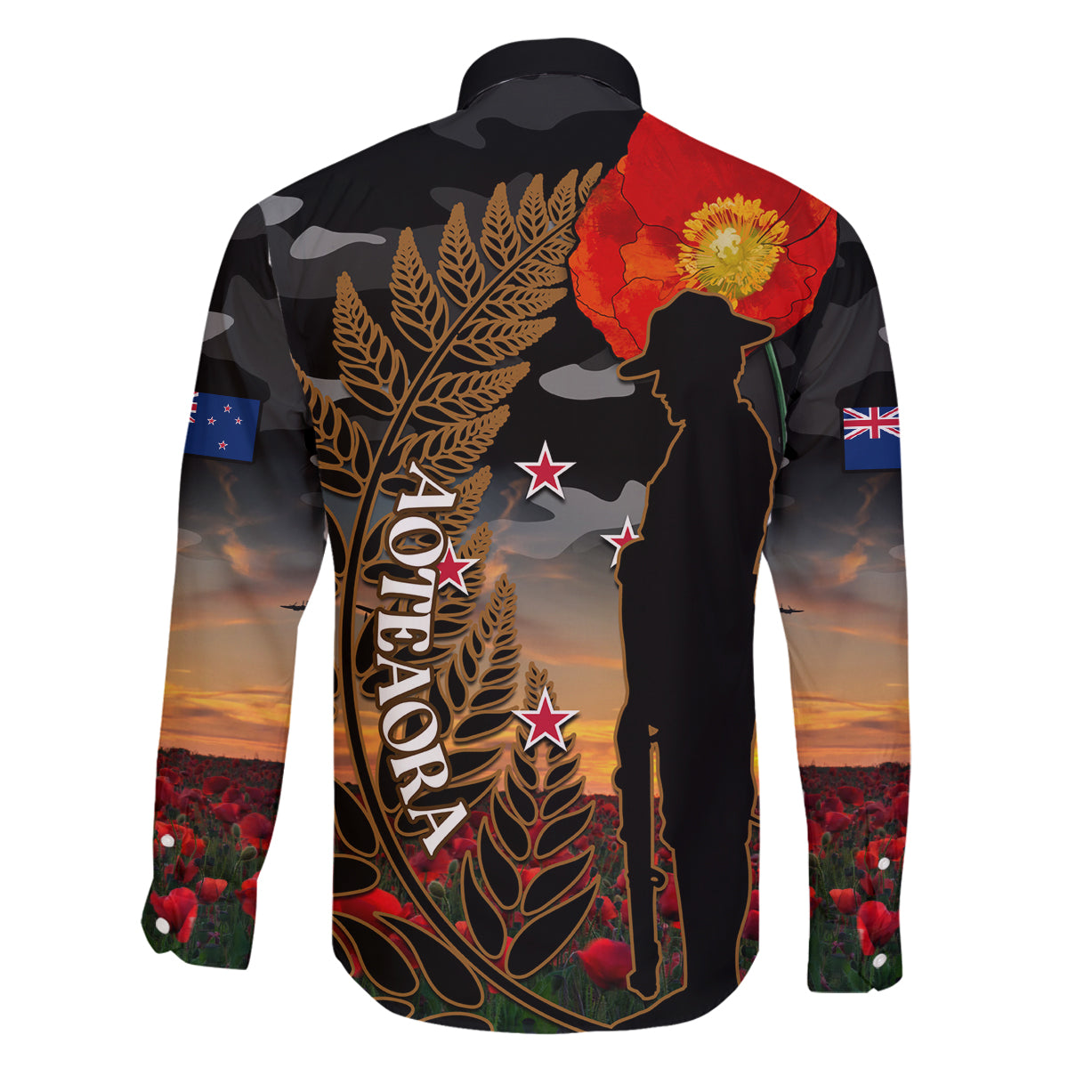 new-zealand-anzac-day-family-matching-long-sleeve-bodycon-dress-and-hawaiian-shirt-lest-we-forget-silver-fern-with-camouflage