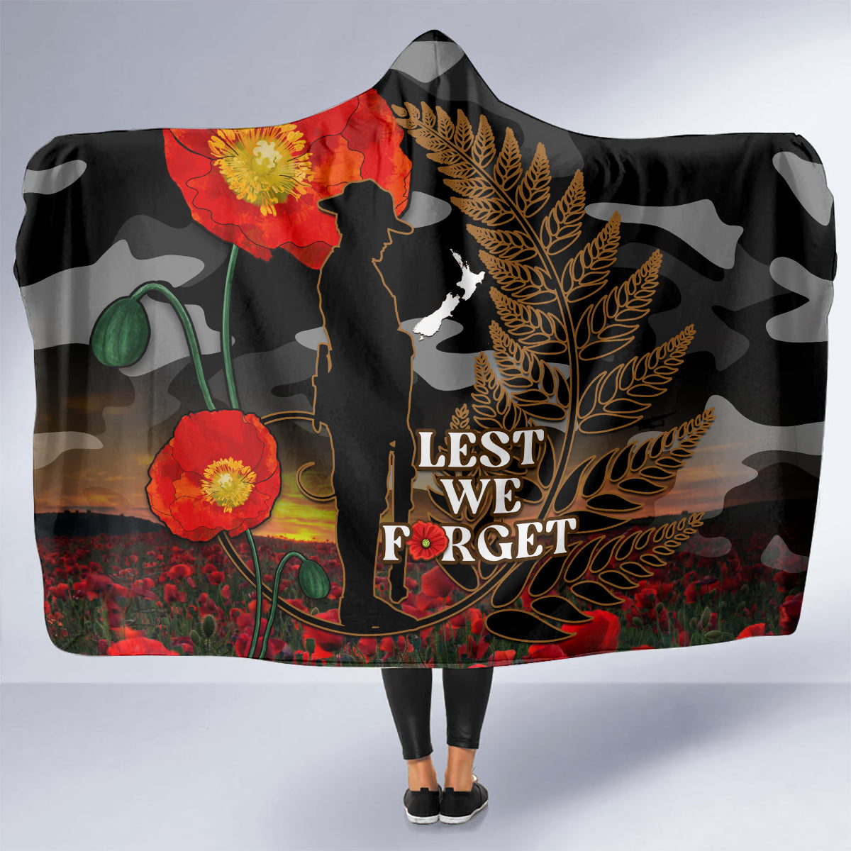 new-zealand-anzac-day-hooded-blanket-lest-we-forget-silver-fern-with-camouflage