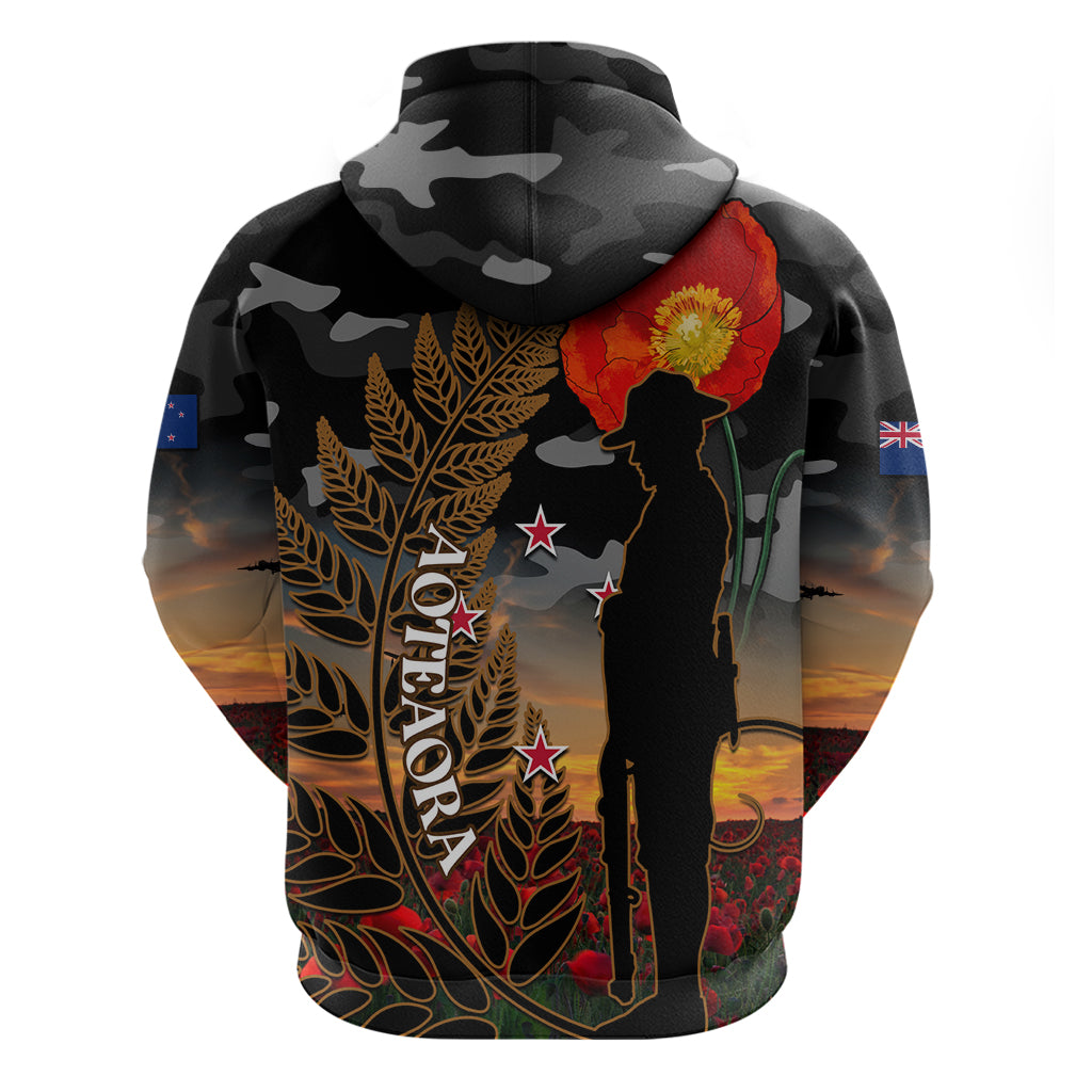 New Zealand ANZAC Day Hoodie Lest We Forget Silver Fern With Camouflage - Vibe Hoodie Shop