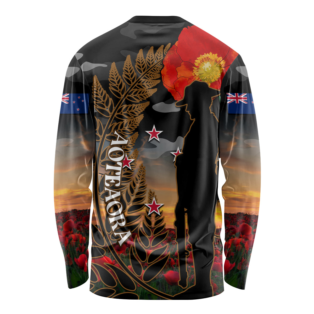 New Zealand ANZAC Day Long Sleeve Shirt Lest We Forget Silver Fern With Camouflage - Vibe Hoodie Shop